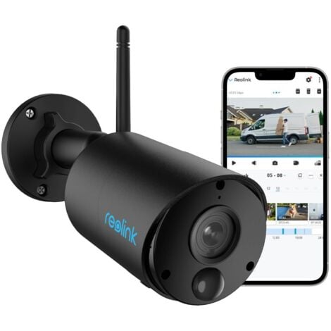 Reolink 3MP Caméra Surveillance WiFi sans Fil sur Batterie, Audio Bidirectionnel, Détection de Mouvement PIR, Vision Nocturne, Noir
