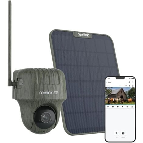 Reolink 4K 8MP 4G LTE Caméra Surveillance sur Batterie Exterieur, 360° Vue, Pan&Tilt, Détection de l'animal, Vision nocturne sans reflet, Audio Bidirectionnel, Carte SD 32 Go, +Panneau Solaire