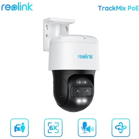 Reolink 4K 8MP PTZ Caméra Extérieur PoE,Double Objectif,Zoom Hybride 6X,Suivi Automatique,Vision Nocturne en Couleur,Détection de Personne/Véhicule/Chat/Chien,TrackMix PoE