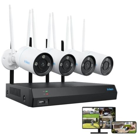 Reolink 4K 8MP WLAN Überwachungskamera Set Outdoor, 4X 8MP 2.4/5GHz WiFi Überwachungskamera+12CH WFi 6 NVR mit 2TB HDD, Smart-Erkennung, Farbnachtsicht, 24/7 Schutz