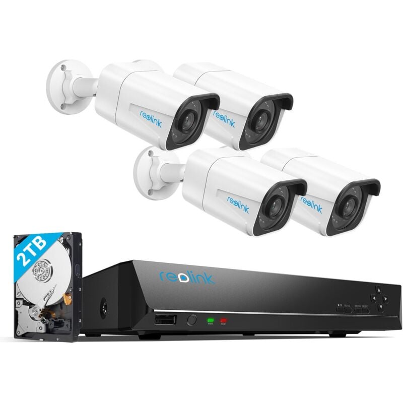 Kit de Vidéosurveillance 4K, Détection de Personne et Véhicule avec 8 cannaux nvr 2To - Reolink