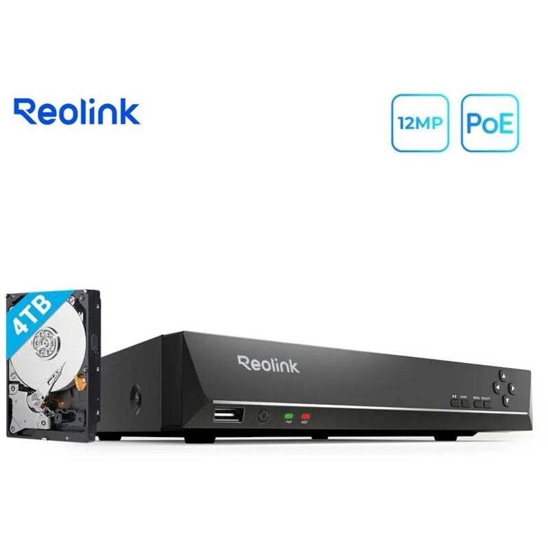 Caméra de Surveillance PoE nvr Enregistreur de Surveillance 16 Canaux à Domicile avec Disque Dur de 3TO Supportez 24h x7j, RLN16-410 - Reolink