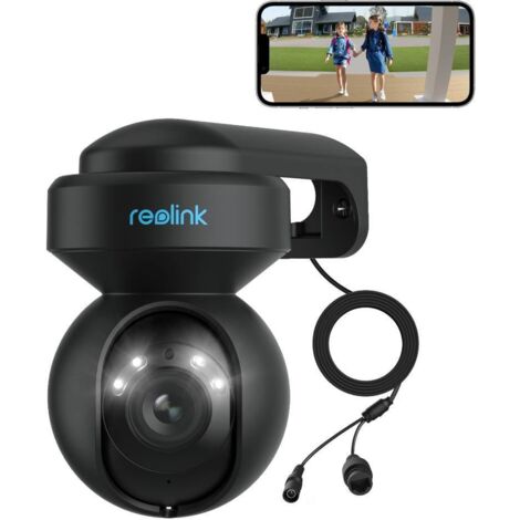 Reolink 5MP 2.4/5GHz WiFi Telecamera di sicurezza per esterni, Pan/Tilt, zoom ottico 3X, visione notturna a colori, nero, E1 Outdoor-Nero
