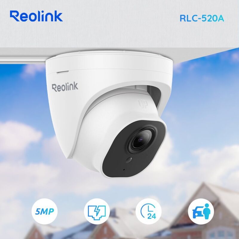 Caméra de Surveillance 2K+ 5MP PoE avec Détection Personne et Véhicule, Vision Nocturne ir, Étanchéité IP66, Time Lapse, RLC-520A - Reolink