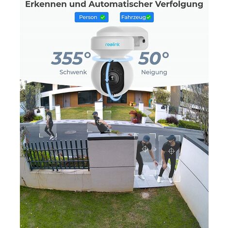 Reolink 5MP HD PTZ WiFi Überwachungskamera für Haussicherheit, Auto Tracking, Dual Band 2.4/5GHz WiFi, 3X optischer Zoom, Smart Motion Detection, Farb-Nachtsicht, Wasserdicht, E1 Outdoor