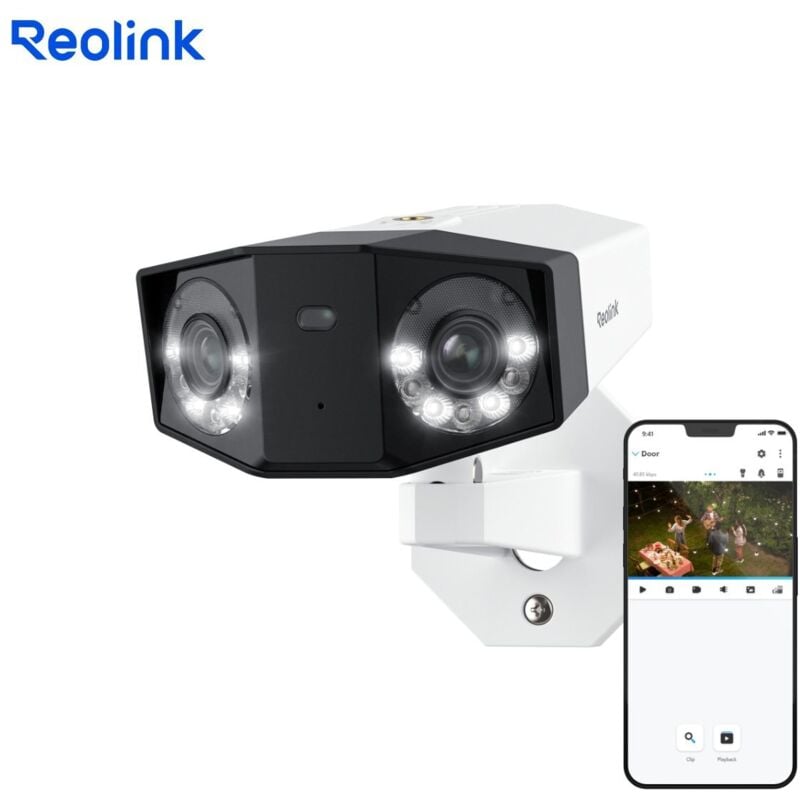 Reolink - 8K 16MP Caméra Surveillance Extérieure PoE, Vue 180° & Double Objectif, Suivi Mouvement, Détection Personne/Véhicule/Animal, Audio