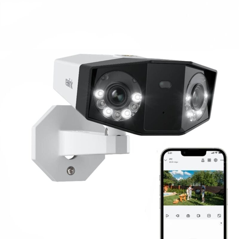 4K 8MP Caméra Surveillance PoE Extérieure, Double Objectif Vision 180°, Détection Personne/Véhicule/Animaux, Vision Nocturne Couleur, Audio