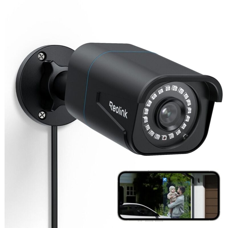 Reolink - 4K 8MP Caméra Surveillance Extérieure PoE, Détection Personne/Véhicule, Vision Nocturne 30m, Support Audio, Etanche IP66, Time Lapse, Noir