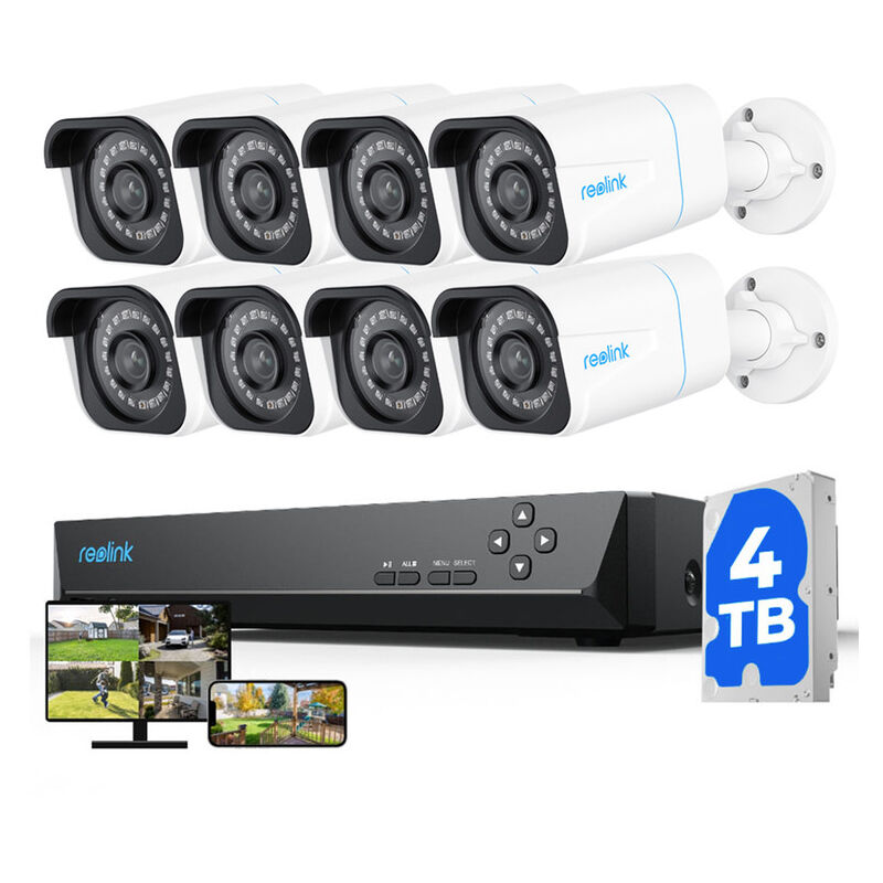 Reolink - Kit de Vidéosurveillance 4K 8MP Détection Personne et Véhicule Vision Nocturne 30 Mètres,16 Canaux nvr en 3To