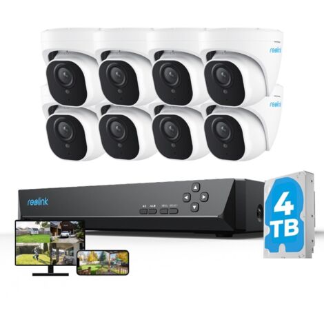 Reolink 8MP Kit di videosorveglianza 8X telecamera IP PoE e NVR da 4TB da 16CH, rilevamento persone/veicoli, visione notturna da 30 m con audio,RLK16-800D8-A
