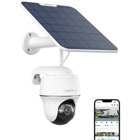 Reolink 8MP WiFi 2,4/ 5 GHz Videocamere di sorveglianza a Batteria, visione notturna a colori, panoramica a 355° e inclinazione a 140°, rilevamento intelligente, audio bidirezionale, Argus PT Ultra+SP