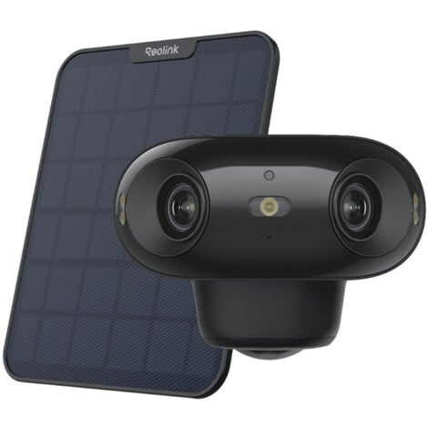 Reolink Caméra à batterie solaire Wi-Fi 6 ColorX vision nocturne, Champ de vision 4K 180° , super ouverture F1.0, détection AI, connexion Bluetooth, Argus 4 Pro Noir avec Panneau Solaire