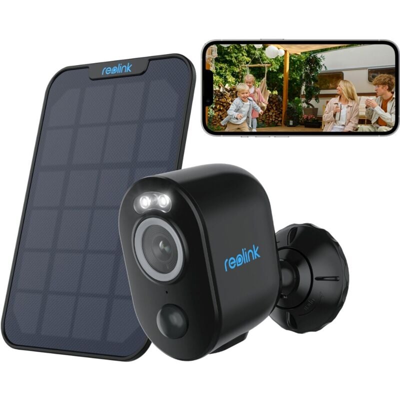 Caméra de Sécurité 2K 4MP 2.4/5 GHz WiFi Batterie,Vision nocturne couleur,Détection Humaine, +Panneau Solaire, Noir - Reolink