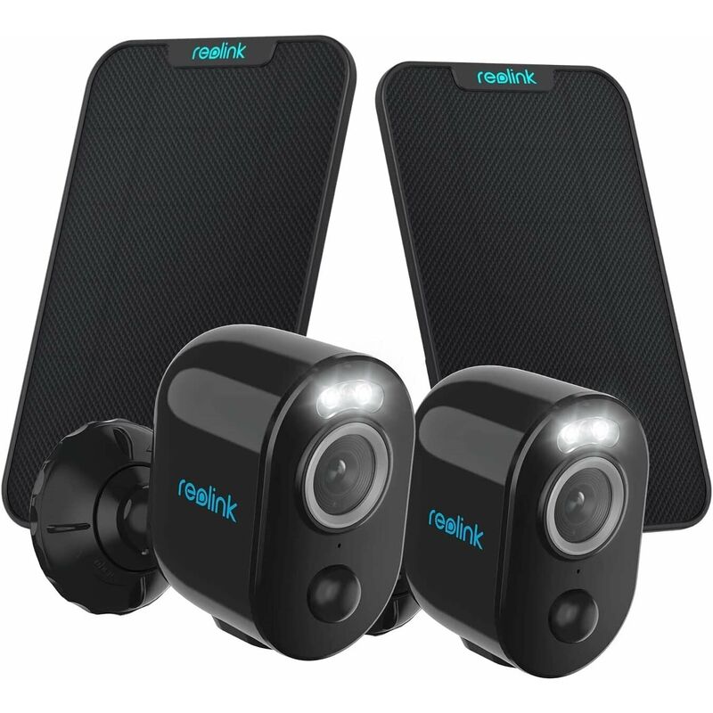 Caméra de Surveillance 2K 4MP 2.4/5 GHz WiFi Batterie,Vision nocturne couleur,Détection Humaine, Argus 3 Pro +Panneau Solaire, Noir, 2 Pack - Reolink