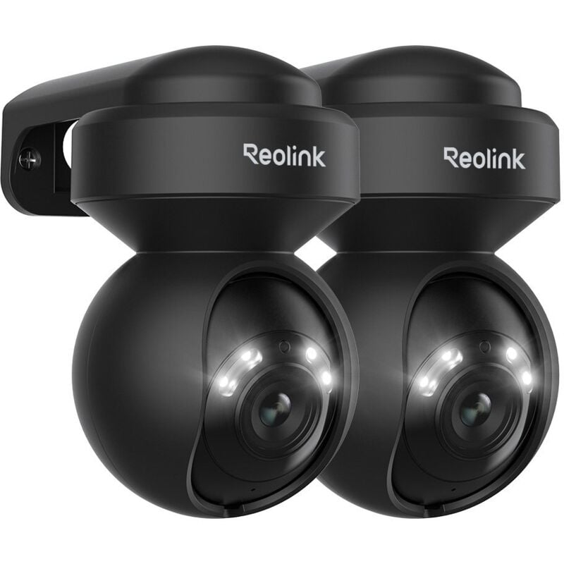 Reolink Caméra de Surveillance 2K+ 5MP 2.4/5 GHz WiFi,Pan/Tilt,Zoom optique 3X,Vision nocturne couleur, E1 Outdoor, Noir, 2Pack