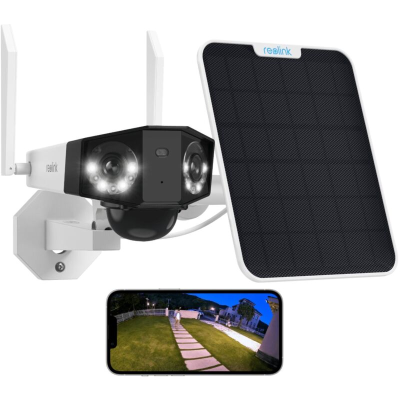 Reolink - Caméra de Surveillance 3K 6MP 2.4/5GHz WiFi batterie sans fil, Deux Objectif de 180° Angle, Vision Nocturne Couleur, +Panneau Solaire