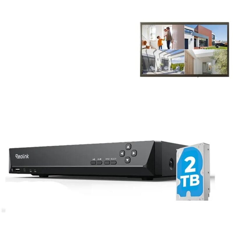 Reolink - Caméra de Surveillance nvr PoE à 8 Canaux pour Enregistrement 24h/7j Fiable, Disque Dur de 2TO, Supportez 12MP/8MP/5MP/4MP ip Caméra