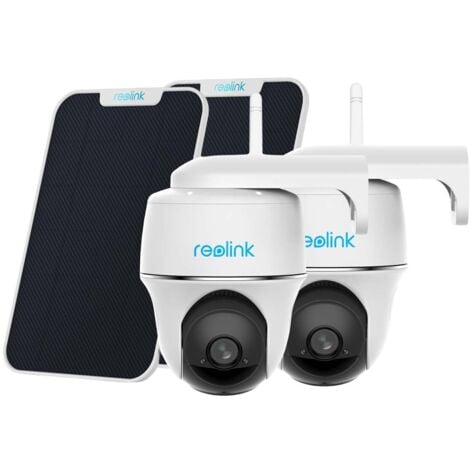 Reolink Caméra de Surveillance 2K 4MP 2.4/5 GHz WiFi Batterie, 360° Pan/Tilt, Vision Nocturne, Détection Humaine, Argus PT +Panneau Solaire, 2 Pack