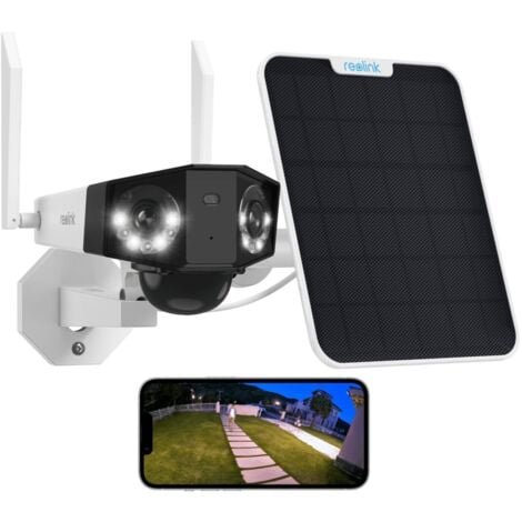 Reolink Caméra de Surveillance 3K 6MP 2.4/5GHz WiFi batterie sans fil, Deux Objectif de 180° Angle, Vision Nocturne Couleur, +Panneau Solaire