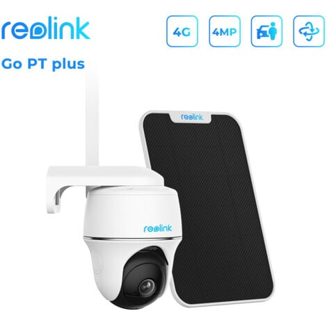 Reolink Caméra de Surveillance 4G Batterie Sans Fil 2K 4MP HD, Pan & Tilt, Smart Détection, Zoom numérique 16x, Vision nocturne, Go PT Plus avec Panneau Solaire
