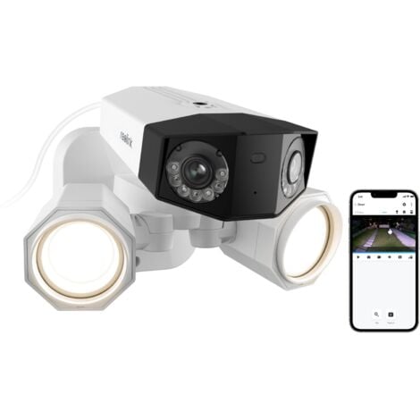 Reolink Caméra de Surveillance 4K 8MP PoE Projecteur filaire,Double Objectif,Panorama à 180°,Détection intelligente