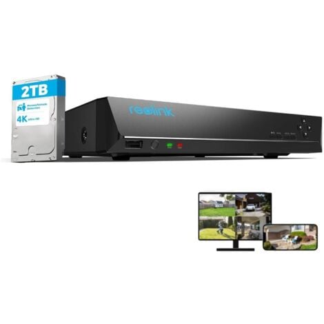 Reolink Caméra de Surveillance NVR PoE à 8 Canaux pour Enregistrement 24h/7j Fiable, Disque Dur de 2TO, Supportez 12MP/8MP/5MP/4MP IP Caméra