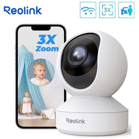 Reolink Caméra de Surveillance WiFi 2K＋ 5MP, PTZ, Zoom Optique 3X, Caméra Intérieure, Audio Bidirectionnel pour Bébé et Animal, E1 Zoom