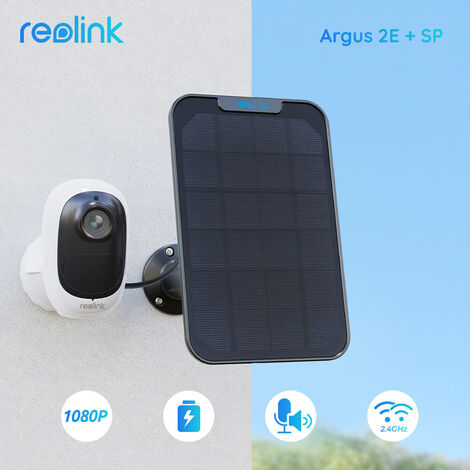 Reolink Caméra Surveillance Extérieure Solaire à Batterie sans Fil 1080p WiFi Audio Bidirectionnel - Argus 2E + Panneau Solaire