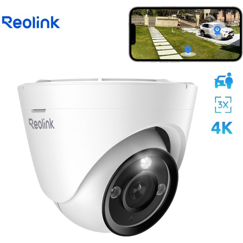 Reolink - Caméra de Surveillance 4K 8MP PoE Extérieure, Zoom Optique 3X, Détection Personne/Véhicule, Vision Nocturne Couleur avec Projecteur, Audio