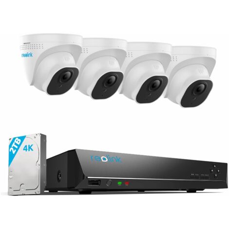 Reolink – Kit de vidéosurveillance 4K avec 4 caméras PoE – NVR 8CH 2To – Détection intelligente de personnes et véhicules – Vision nocturne jusqu'à 30m