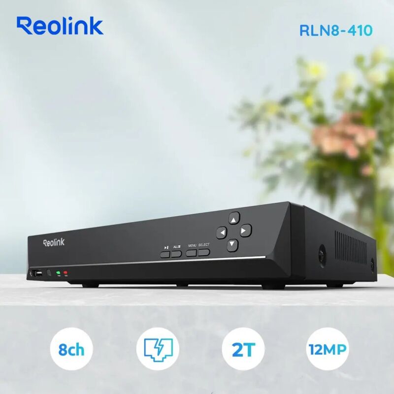 Caméra de Surveillance PoE nvr Enregistreur 8 Canaux à Domicile avec Disque Dur de 2TO Supportez 2K 4MP 2K+ 5MP ou 4K 8MP ip Caméra, RLN8-410