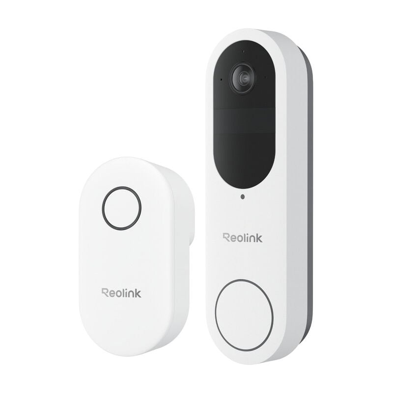 Reolink - Visiophone sans Fil Blanc avec Sonnette Vidéo Intelligente et Carillon Intégré - Détection de Mouvement, Vision Nocturne, Audio