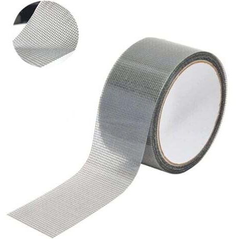 Reparación de ventanas y mosquiteras, cinta para mosquiteras, cinta de malla de fibra de vidrio con sello adhesivo resistente al agua de 5 cm x 200 cm (gris)