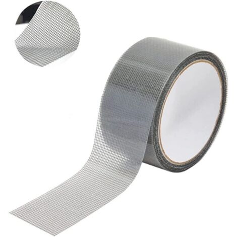 Réparation de fenêtres et moustiquaires, Ruban adhésif moustiquaire pour fenêtres, Ruban à mailles en tissu de fibre de verre avec joint adhésif résistant à l'eau 5cm x 200cm (Gris)