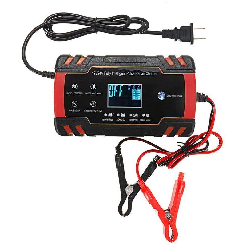 Lablanc - Réparation d'impulsion d'écran tactile de 12V / 24V 8A lcd Batterie chargeur rouge pour le plomb de moto de voiture Batterie Agm gel