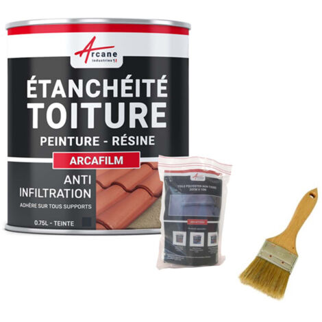 Réparation, étanchéité, tuile, gouttière, cheneau, trou, fissure, souche, cheminée, ardoise : Arcafilm pack - 0.75 L (jusqu'à 0.5 m²) Ardoise - ARCANE INDUSTRIES