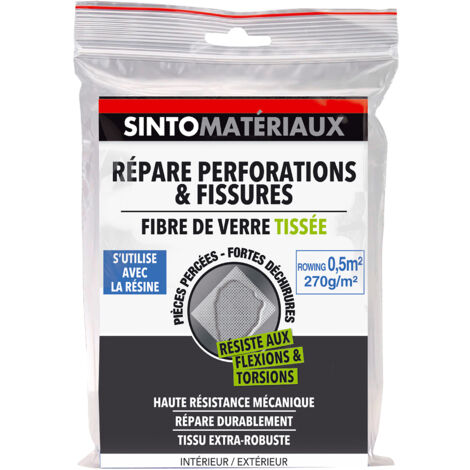 Sinto – Tissu de réparation en fibre de verre tissée 0.5m² – Résistance à l'eau – Pour réparations structurelles sur bois et métal