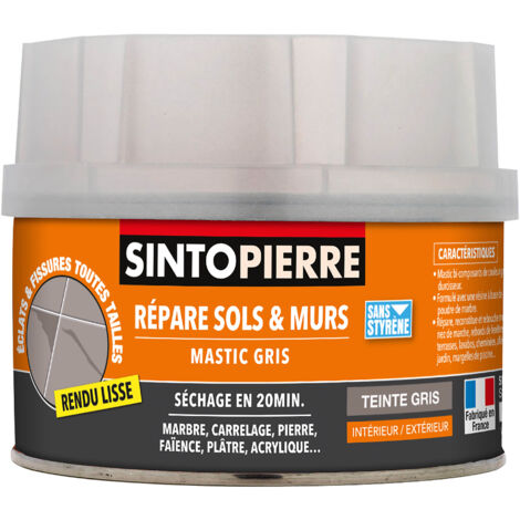 Sinto – Mastic polyester bi-composants 280g – Répare sols et murs – Ponçable et recouvrable – Compatible marbre et pierre naturelle - MURS 280 G