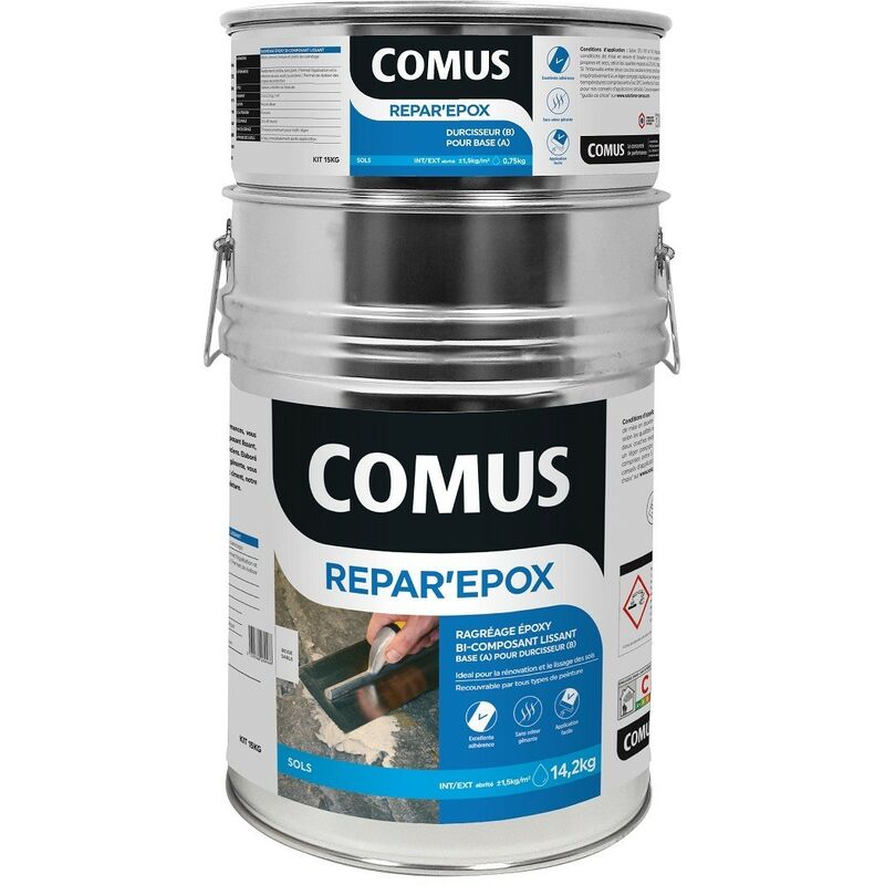 Repar'epox ragreage (b+d) 15 kg - Ragréage époxy bi-composant lissant pour les sols neufs ou anciens Comus