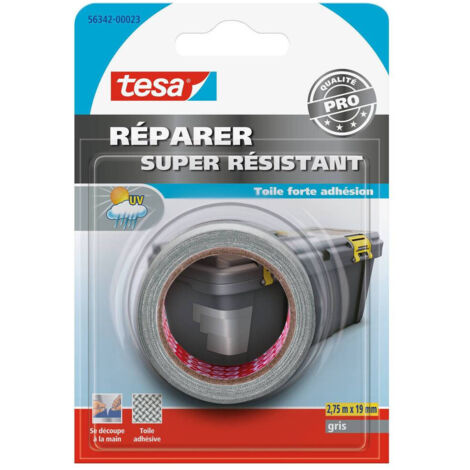 Réparer - Ruban Toilé Super Résistant 2,75mx19mm Gris sous blister - TESA