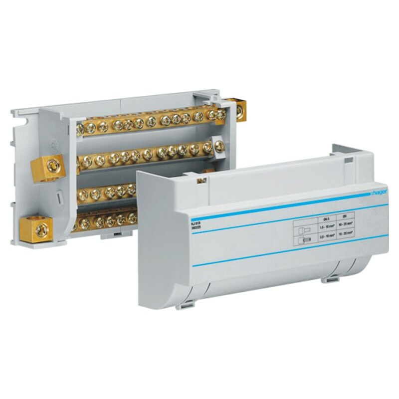 Distributeur modulaire à barre fixe Hager 4P 160A 12 Connexions KJ01D