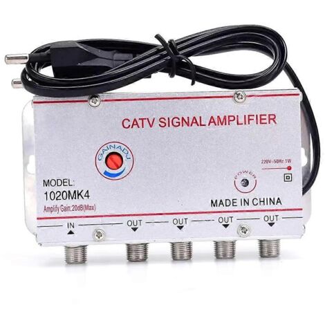 Répartiteur/amplificateur TV par câble 45 MHz vers 860 MHz, 1 entrée, 4 sorties, prise européenne