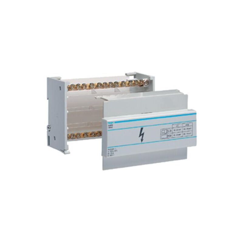 Répartiteur à barrettes étagé 90A 2 pôles 2x 10-35/10x 2.5-16 ² par pole Hager KJ01A
