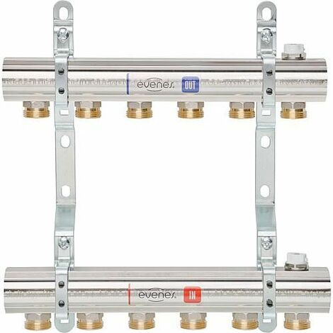 Repartiteur de chauffage EVENES type M1.4, DM25(1) laiton, 4 circuits de chauffage
