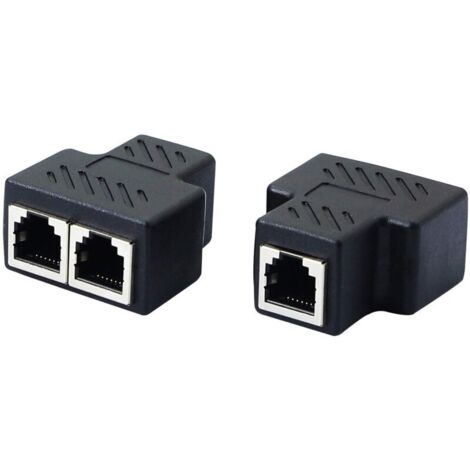 Répartiteur de prise téléphonique RJ11 femelle vers 2 femelles 6P6C coupleur en ligne adaptateur d'extension de téléphone pour télécopieur fixe (1 à 2) 2pcs