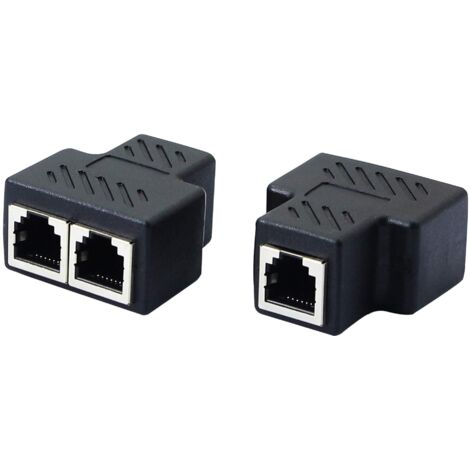 Répartiteur de prise téléphonique RJ11 femelle vers 2 femelles 6P6C coupleur en ligne adaptateur d'extension de téléphone pour télécopieur fixe (1 à 2) 2pcs
