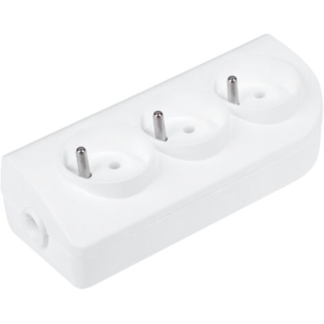Répartiteur De Prises 3 Prises - Blanc - Avec Mise À La Terre - Multiprise 3 Prises