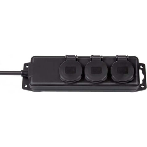 RÉPARTITEUR DE PRISES IP44 3 VOIES NOIR 2,00 M H07RN-F 3G1,5 TYPE E BRENNENSTUHL