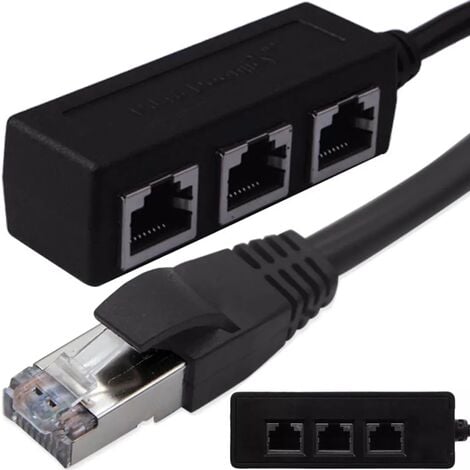Adaptateur separateur 1 male a 3 femelle Adaptateur de prise de ports  Interface Ethernet Cable Fiche d'extension TUN5
