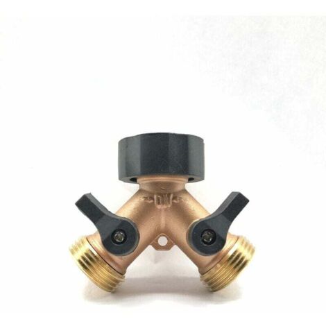 Répartiteur de Robinet 2-Voies Y-Distributeur pour Tuyaux D'Arrosage, Double Arrivee d'eau Machine a Laver Répartiteur D'Eau 3/4 Pouces pour Connexion de 2 Appareils, Laiton